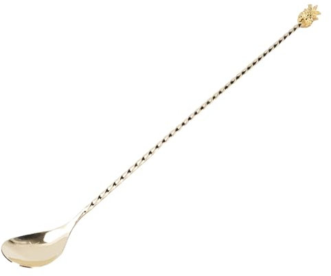 12 Zoll Edelstahl-Mixer-Löffel, Spirale Muster Bar Cocktail Shaker Löffel, mit Ananas geformten Griff, praktische langen Griff Bar Rührer, für Party Home Bar (Gold)