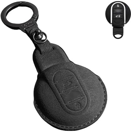 Leder Autoschlüssel Hülle Kompatibel mit BMW MINI Cooper F54 Clubman F55 F56 F57 F60 Countryman 3 Tasten Schutzhülle Schlüsselring Autoschlüssel Klammer Schlüsselanhänger (4)