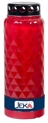 JEKA 14 Tage Brenndauer Grabkerze Prisma rot XL Gedenkkerze Friedhofskerze TLB