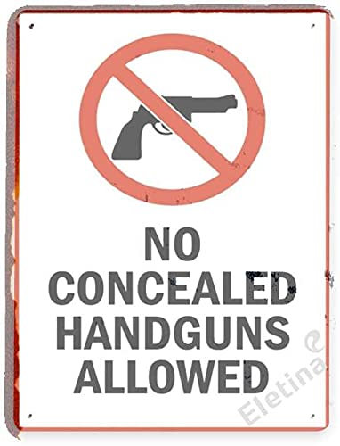 Vintage-Metall-Blechschild „Keine verdeckten Handfeuerwaffen erlaubt 13 AAC 30.110, Pain G Traffic Road Business Sign Cave Bar Cafe Garage Country Poster Wandkunst Dekoration Retro Aluminiumschild 2