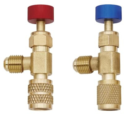 ZHYUAN 2 Stück R410,R22,Klimaanlage Adapter Messing,Messing Durchflussregelventil,Kältemittelventil,Klimaanlage Sicherheitsventil,Durchflussregelventil,Kältemittel Sicherheitsventil,Sicherheitsventil