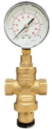 BieTal® Wasserdruckregler Wasserdruckminderer mit Manometer - 3/8 Zoll Innengewinde - Druckregler für Wasserleitungen | Messing, 3/8 Zoll Innengewinde beidseitig, kompakt & langlebig