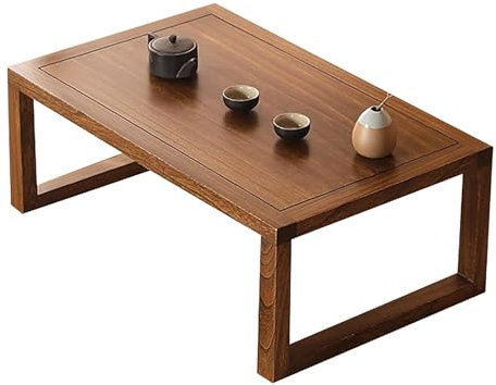 Niedriger Couchtisch im japanischen Landhausstil aus Massivholz, rechteckig, aus Holz, für Wohnzimmer, Schlafzimmer, Esszimmer, 61 cm, natürlich, auf dem Boden sitzend, Braun-89,9 cm