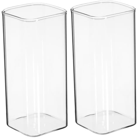 LAPYAPPE 2 Stück Ästhetik Gläser 400ml aus Glas Wasserglas und Milchbecher für Kaffee Saft Wasser Praktisch für Restaurant und Party