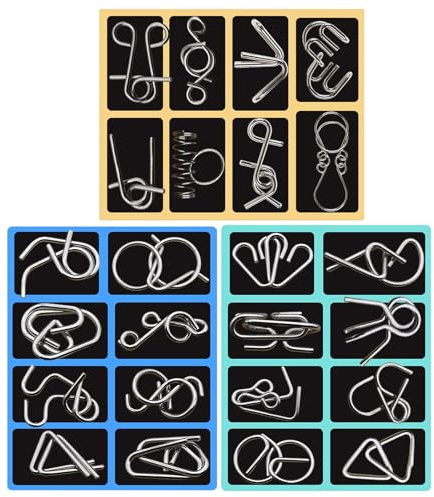 Jeu De Casse-Tête en Métal - 24 Pièces Casse-Tête pour Adultes,Anneaux Chinois Classique,Récompense Scolaire pour Adolescents Adultes
