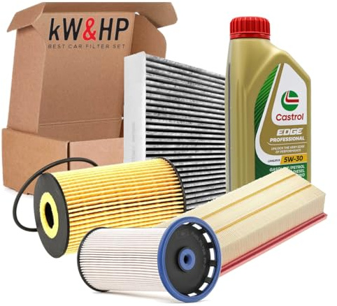 KIT TAGLIANDO 4 FILTRI E 5 LT LITRI OLIO MOTORE ORIGINALE 5W30 COMPATIBILE CON PASSAT B7 GOLF VI 1.6 TDI, TIGUAN, Q3 2.0 TDI