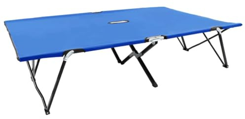 TEKGHUT Camping-Doppelbett Klappbar für 2 Personen, 240 kg Tragfähigkeit, Rostfreies Stahlgestell, Wasserfestes 600D-Polyestergewebe, Erhöhtes Design für Luftzirkulation, Blaue Doppelliege