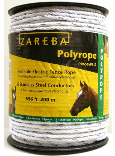 Zareba Polyrope Fence Wire - 656 ft long - Highly Visible Electric Fencing Wire for Horses - Temporary Fencing Solution - 200m Polyrope - PR656W6-Z