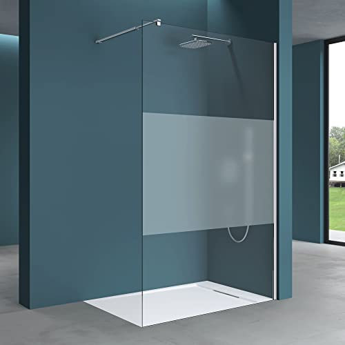 Mai & Mai Duschwand für Dusche Duschabtrennung 130x200cm Walk-In Dusche ESG-Sicherheitsglas 8mm NANO Glas BRAM3 Bremen1MS