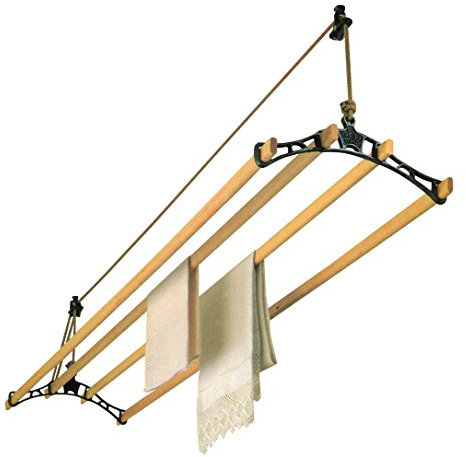 Sheila Maid ®, Original Indoor Ceiling Clothes Laundry Drying Airer Rack - 4 Rail - 72 Long (183cm)-Clear Coated Cast Iron