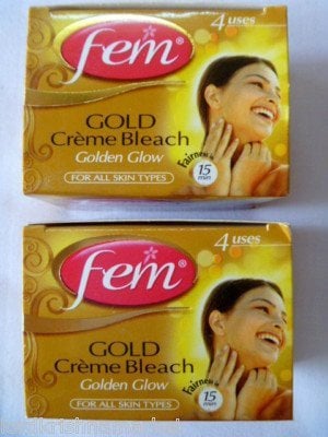 2 FEM Herbal Gold Cream Bleach Wt Real Gold Golden Glow Natural Fairness 26g X 2 by Fem