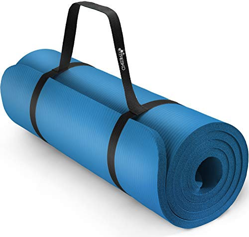 TRESKO Yogamatte Phthalatfrei - Gymnastikmatte rutschfest, extra Dicke Pilatesmatte Fitnessmatte mit Tragegurt, 185 x 60 x 1,0cm