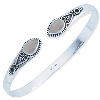 mantraroma Bracelet argent 925 sterling quartz rose véritable argent femme (NO.: MAR-006-07)