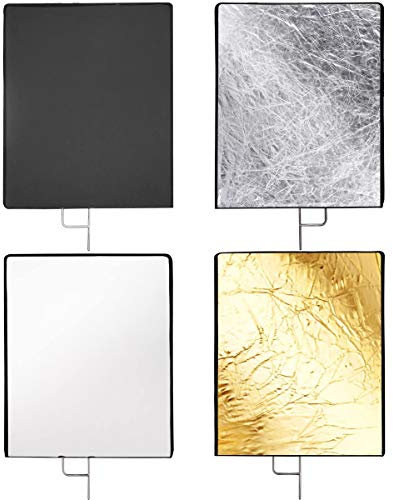 Hwamart Flag Panel 75x90cm 4in1 Studio Reflektor GOBO Flag-Panel (Schwarz/Weiß/Gold/Silber) Aluminium-Rahmen-Set
