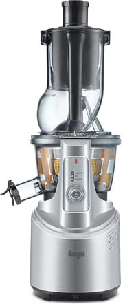 Sage - The Big Squeeze - Entsafter mit Zwei Einfüllschächten und 240 W Motor - Slow Juicer für Gemüse und Obst - Auslaufverschluss, Ultra Leise, Schnelle Reinigung - Silber
