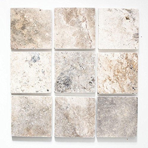 Fliese Travertin Naturstein weißgrau Fliese silber Antique Travertin für BODEN WAND BAD WC DUSCHE KÜCHE FLIESENSPIEGEL THEKENVERKLEIDUNG BADEWANNENVERKLEIDUNG Mosaikmatte Mosaikplatte