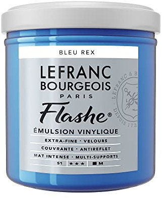 Lefranc Bourgeois 300610 Flashe Acrylfarbe & Vinylfarbe, hochpigmentiert, elastisch, lichtecht, alterungsbeständig, matt, für den Innen- & Außenbereich, 125ml Topf - Königsblau