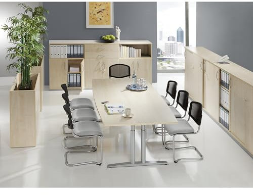 kaiserkraft | THEA - Flügeltürschrank | 1 Fachboden | 2 Ordnerhöhen | Ahorn-Dekor