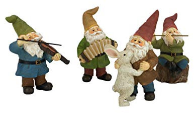 GlitZGlam La fête des Nains Joyeux dansants ! - Un Ensemble de 4 pièces de Nains de Jardin Musiciens pour Le Jardin Miniature enchanté