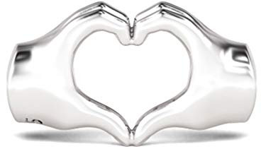 GNOCE Finger mit Herz Charm Anhänger S925 Sterling Silber Für immer in unseren Herzen Charm Perlen mit Zirkonia für Armband Halskette Weihnachts Schmuck Geschenk
