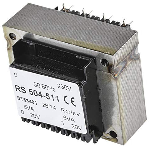 RS PRO Printtrafo, Trafo 230V ac / 20V ac 12VA 2 Ausg. 54mm x 45mm x 41mm 400g Durchsteckmontage