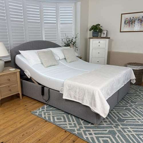 Backcarebeds Majestic Twin Adjustable Electric Bed - 6ft Super King, Grey | Orthopaedic Adjustable Super King-Size Double Bed Including Base, Headboard, Memory Foam Mattress & Dual Hand Controls.