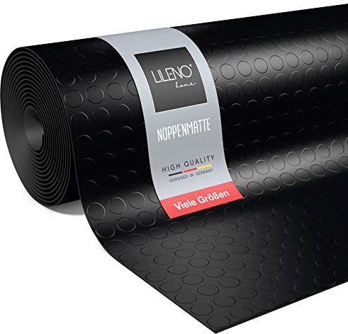 LILENO HOME Noppen Gummimatte Meterware 80x100 cm - Gummiläufer Noppenmatte (3mm) als Werkstattboden, Antirutschmatte, Werkbank Auflage u. Bodenmatte - Gummi Matte für Keller, Anhänger, Garage