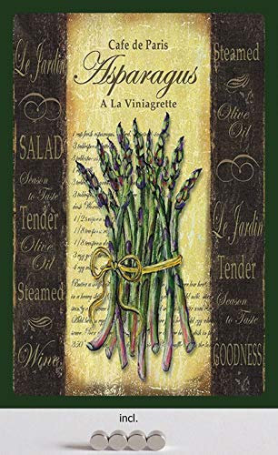 Blechschild 20x30cm gewölbt incl. 4 Magneten Cafe de Paris Asparagus A La Viniagrette Deko Geschenk Schild