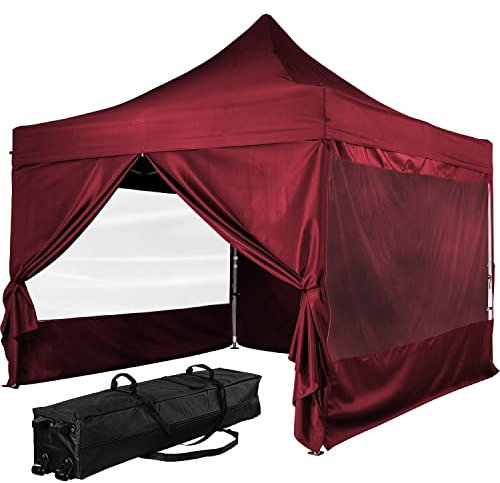 INSTENT Alu-Pavillon 3 x 3 m Pro wasserdicht UV Schutz 50+, rot mit 4 Seitenteilen