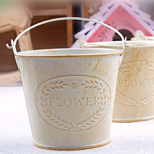 Uteruik Shabby Chic Eisen-Blumeneimer Pflanzen Pflanztopf Kübel Blumenvasen Home Balkon Blumendekoration 1 Stück