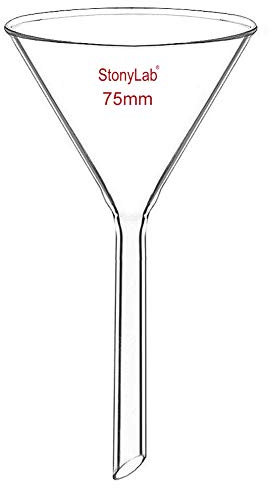 stonylab 1 Paquete Embudo de Vidrio de Borosilicato de Embudo de Vidrio Glass Funnel, Tallo Corto 75 mm de Diámetro, 75 mm de Longitud Del Vástago