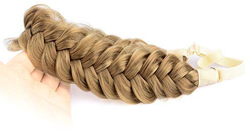 BOBIYA Unordentliches Breites 2 Stränge Kunsthaar Geflochtenes Stirnband Geflochtene Zöpfe Elastisches Stretch Zopf Stirnband für Frauen Mädchen (Dunkelblond)