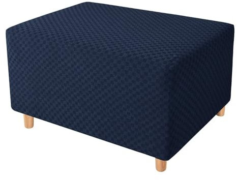 CLGTY Ottomane Schonbezug Stretch, Rechteckig Hockerbezug Jacquard Weich Bezug Für Ottomane Antirutsch Waschbar Sofahusse Für Wohnzimmer-Navy-X-Large