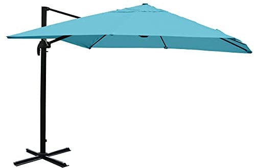 Mendler Gastronomie-Ampelschirm HWC-A96, 3x4m (Ø5m) Polyester Alu/Stahl 26kg - türkis