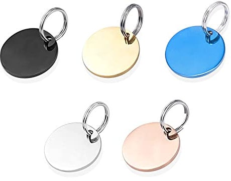 Hundemarke mit Gravur Personalisierte gravierte Hundemarken-Runde ID Tag Namensschilder für Katzen-/Hunde-Halsband (S, Silber)