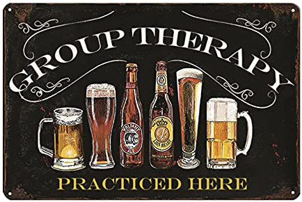 CWEIDP Décoration murale de bar, panneau en métal pour terrasse, arrière-cour et piscine, petit panneau vintage personnalisé pour décoration d'intérieur, art extérieur, thérapie de groupe Pratiqué