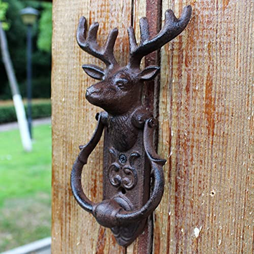 Retro Gusseisen Türklopfer Handwerk Hirsch Kopf Türgriff Antike Türknopf Garten Heimdekoration