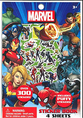 Innovative Designs, LLC Marvel Avengers, Stickerbuch-Set, 4 Bögen mit 300+ Aufklebern mit geschwollenen wiederverwendbaren Aufklebern, personalisieren und dekorieren, niedliche Aufkleber für Mädchen