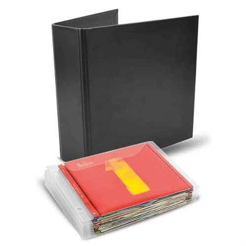Djois 10267 CD Storage Pack 100 Perforated CD Sleeves + 4 Folders 2 Rings for CD Sleeves Black
