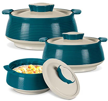 Milton Venice Jr. Insulated Inner Stainless Steel Casserole,Set of 3, (450 ml, 850 ml, 1.35 Litres),Marble Green | BPA Free |Food Grade | Easy to Carry & Store | Ideal For Chapatti | Roti | Curd Maker