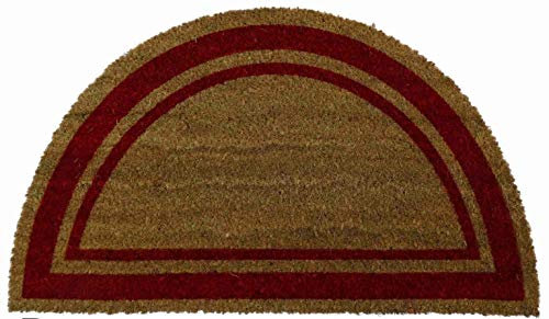 Casatessile Zerbino in Cocco Naturale Bordo 14 per Esterno Porta Entrata Retro Antiscivolo Tappeto Raschiafango - Rosso, Mezzaluna