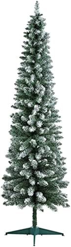 BPIL Snowy Flocked Pencil Slim Artificial Christmas Tree, 5FT/6FT/7FT, Snow-Tipped, Compact Slimline Xmas Decoration with Stand for Home and Office – Premium Quality PVC Material (5FT-150CM)