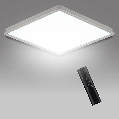 Ouyulong Led Deckenleuchte Dimmbar 36W 3100-4200LM, 3000-6500K LED Deckenlampe Flach Dimmbar mit Fernbedienung, Ultra Dünn 2.5cm, 30x30cm, IP44, für Schlafzimmer/Badezimmer/Kinderzimmer/Flur…