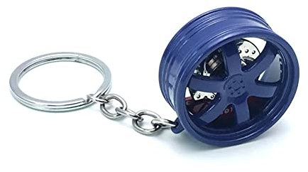 Felgen Schlüsselanhänger,MoreChioce Zinklegierung Metall Auto Felge Modell Schlüsselhalter Kreative Radnabe Schlüsselring Mini Radnabe Anhänger Autotasche Anhänger Geldbörse Charme,Blau