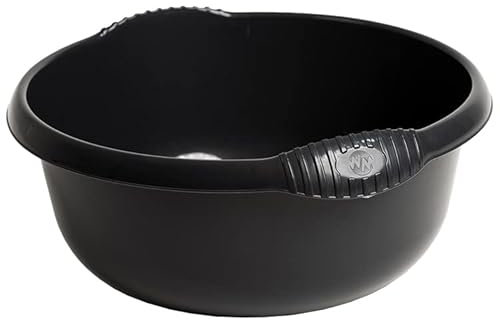 Plastic Round Bowls Kitchen Sink, Basin Mixing, Washing Up Bowl Tidy Organizer (36cm Round Bowl, Midnight Black)