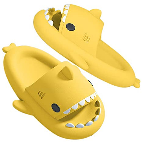 GULAKY Cloud Shark Slides Pillow Slippers Damen/Herren Hausschuhe Unisex Badeschuhe für Sommer,Gelb,36.37