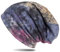 WANSSY® Damen Herren Unisex Uni Farbe Beanie mit Färbemuster Federmuster Fashion Einheitshröße Kopfbedeckung (Blau-pink)