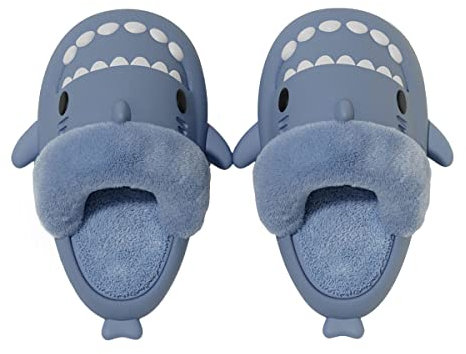 Pantuflas de Tiburón Verano para Mujer Hombre Niño Zapatos de Zapatillas de Ducha Sandalias de Playa y Piscina Shark Slides Slippers Sandalias De Punta Abierta De Secado Rápido,Azul 2, 43/44 EU