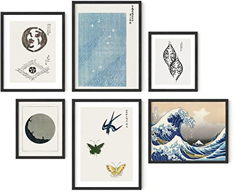 Haus and Hues Traditionelle japanische Kunstdrucke – japanische Wandkunst, The Great Wave Off Kanagawa berühmte Kunstdrucke japanische Poster, Wandkunst, Japan-Poster (ungerahmt)