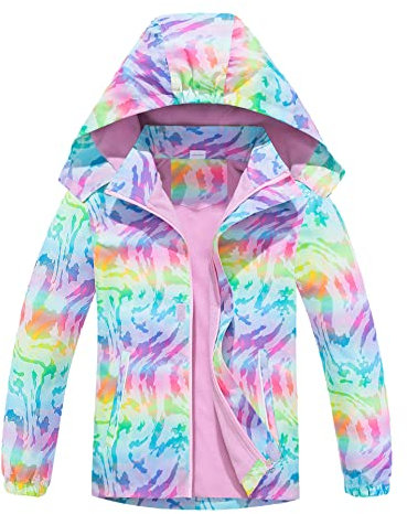CAMLAKEE Imperméable Fille Veste Polaire Enfant Manteau Softshell Blouson Coupe Vent Rose 9-10 ans Taille 140